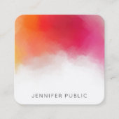 レインボーカラーのトレンモダングカラフル抽象芸術 スクエア名刺 (正面)