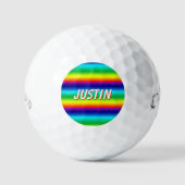 レインボーカラーのパーソナライズドPRIDE ゴルフボール (正面)
