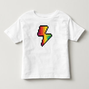 レインボーカラーのフラッシュピクセル軽量化ボルト トドラーTシャツ