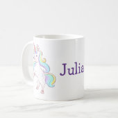 レインボーカラーのユニコーンの女の子 コーヒーマグカップ (正面左)