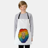 レインボーカラーのライオン エプロン (着用した状態)