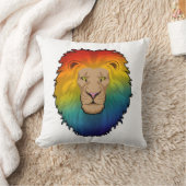 レインボーカラーのライオン クッション (ブランケット)