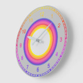 レインボーカラーの円 ラージ壁時計 (傾斜)