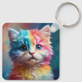 レインボーカラーの子猫の柄 キーホルダー (裏面)