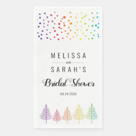 レインボーカラーの木と紙吹雪レズ結婚ビアン