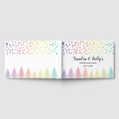 レインボーカラーの木と紙吹雪結婚LGBT ゲストブック (全面)