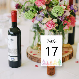 レインボーカラーの木紙吹雪ゲイレズ結婚ビアン テーブルナンバー