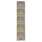 レインボーカラーの猫モザイクおもしろいタイル張りショア ショートテーブルランナー (正面)