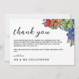 レインボーカラーの花LGBTフォト結婚ズ サンキューカード