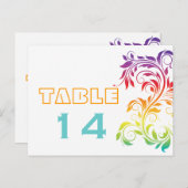 レインボーカラーはリーフ結婚のテーブル番号をスクロール ポストカード (正面/裏面)