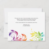 レインボーカラーは葉の結婚木の葉を巻く サンキューカード (裏面)