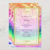 レインボーカラーを使用した火災抽象芸術汎用パーティー 招待状 (正面/裏面)