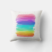 レインボーカラーアーティストブラシストロークNAMEホームデコール クッション (裏面)
