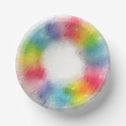 レインボーカラーイエローオレンジブルーグリーンピンクレッド ペーパーボウル (正面)