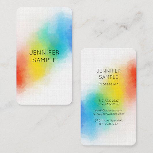 レインボーカラーエレガントテンプレートモダン 名刺 (正面/裏面)