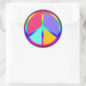 レインボーカラーカスタマイズユーピースサイン ラウンドシール (バッグ)