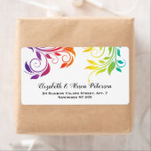 レインボーカラーカラフルスクロールゲイレズ結婚ビアン ラベル (インサイチュ)