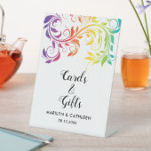 レインボーカラーカラフルスクロールゲイレズ結婚ビアン 台座サイン (インサイチュ)