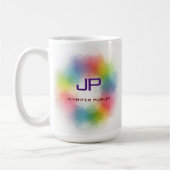 レインボーカラーカラフル抽象芸術モノグラムテンプレート コーヒーマグカップ (左)