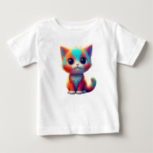 レインボーカラーキットン漫画Tシャツ ベビーTシャツ (正面)