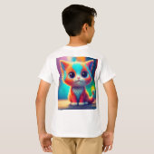 レインボーカラーキットン漫画Tシャツ Tシャツ (裏面フル)