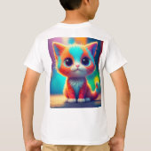 レインボーカラーキットン漫画Tシャツ Tシャツ (裏面)