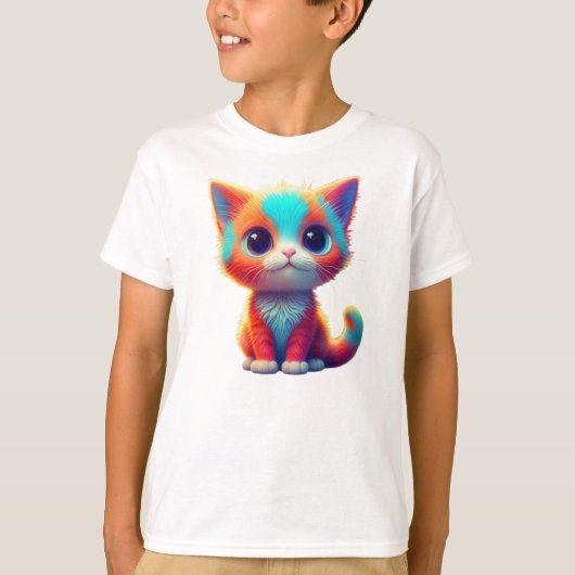 レインボーカラーキットン漫画Tシャツ Tシャツ (正面)