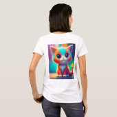 レインボーカラーキットン漫画Tシャツ Tシャツ (裏面フル)