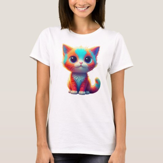 レインボーカラーキットン漫画Tシャツ Tシャツ (正面)