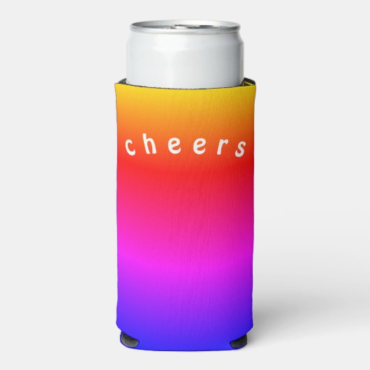 レインボーカラークーラーボックス応援-カスタム文字 スリム缶クーラー (Seltzer正面)