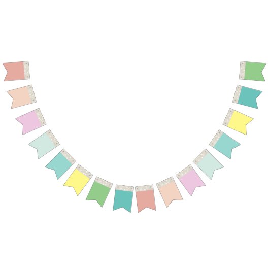 レインボーカラーグリッター誕生日 バンティングフラッグ (全)