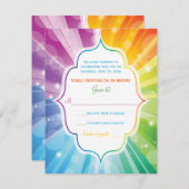 レインボーカラーストライプの日が差すことウェディングRSVPカード 出欠カード (正面/裏面)