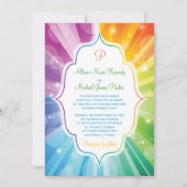 レインボーカラーストライプの日が差すこと結婚式招待状 招待状 (正面)