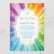 レインボーカラーストライプの日が差すこと結婚式招待状