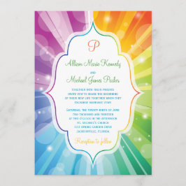 レインボーカラーストライプの日が差すこと結婚式招待状 招待状