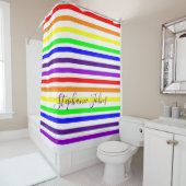 レインボーカラーストライプモノグラム名カスタム2024 シャワーカーテン (インサイチュ)