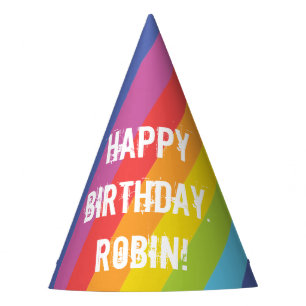 レインボーカラーストライプ紙パーティー パーティーハット