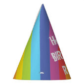 レインボーカラーストライプ紙パーティー パーティーハット (左)