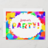 レインボーカラースプラッシュパーティの招待状 招待状 (正面)