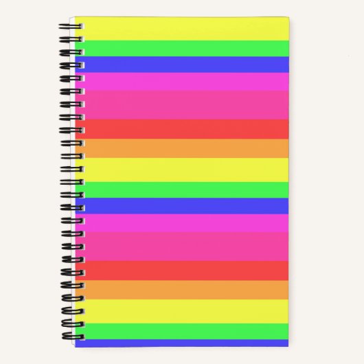 レインボーカラースペクトルストライプデザイン ノートブック (正面)