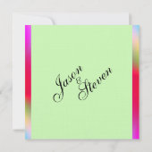 レインボーカラーズオングリーン結婚式招待状 招待状 (裏面)