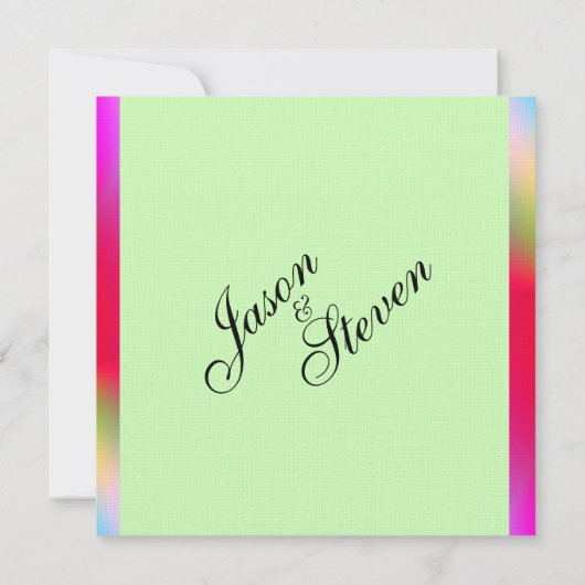 レインボーカラーズオングリーン結婚式招待状 招待状 (裏面)