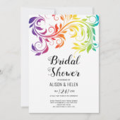 レインボーカラーズクロールリーフレズビアンブライダルシャワー 招待状 (正面)