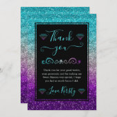 レインボーカラーズグラデーショングリッタースウィート16 サンキューカード (正面/裏面)