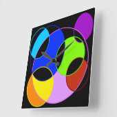 レインボーカラーズサークルデザイン スクエア壁時計 (傾斜)