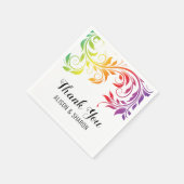 レインボーカラーズスクロールありがとうレズ結婚ビアン スタンダードカクテルナプキン (角)