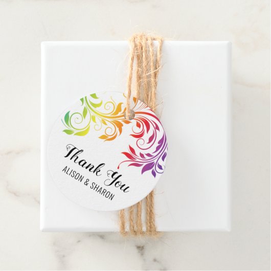 レインボーカラーズスクロールありがとうレズ結婚ビアン フェイバータグ (インサイチュ)