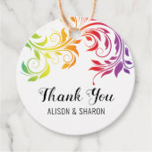 レインボーカラーズスクロールありがとうレズ結婚ビアン フェイバータグ (正面)