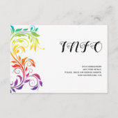 レインボーカラーズスクロール葉ゲイレズ結婚ビアン エンクロージャーカード (正面)