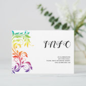 レインボーカラーズスクロール葉ゲイレズ結婚ビアン エンクロージャーカード (スタンド正面)